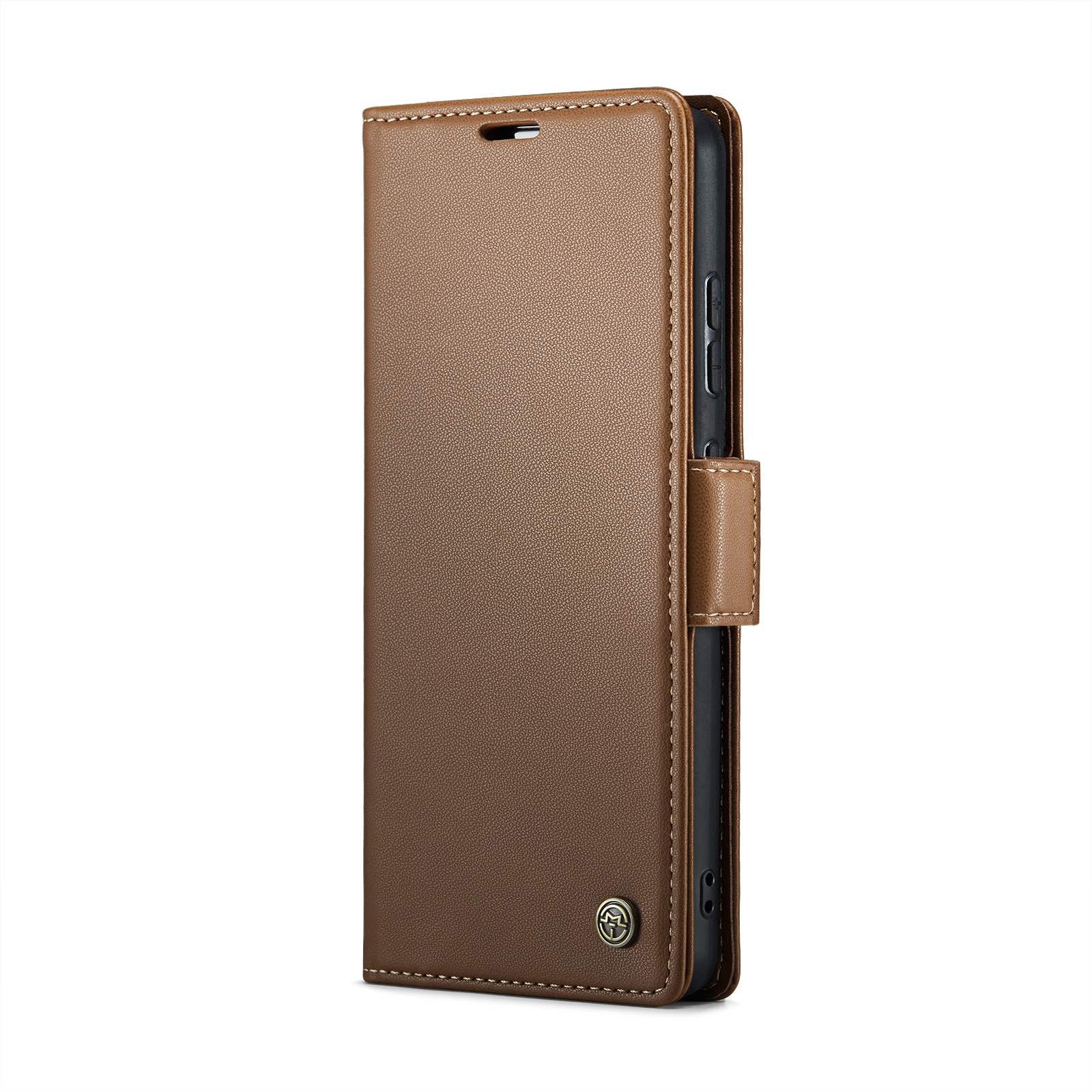 Husa pentru Samsung Galaxy A52 4G, A52 5G, A52s, CaseMe, slim, piele, tip portofel, stand, inchidere sigura magnetica, textura moale si aderenta in mana, protectie RFID, Maro