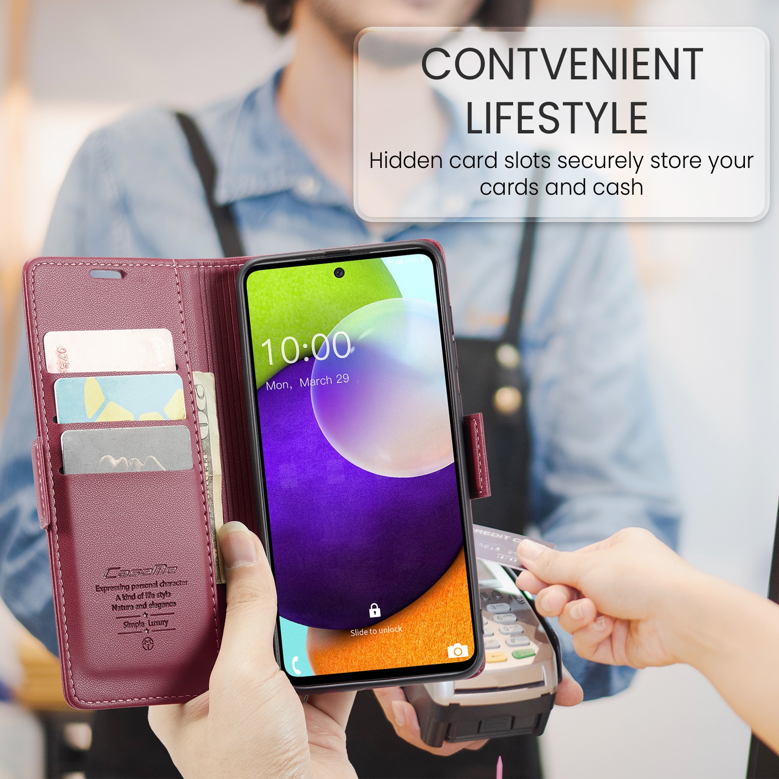 Калъф за Samsung Galaxy A52 4G, A52 5G, A52s, CaseMe, slim кожен, тип ...