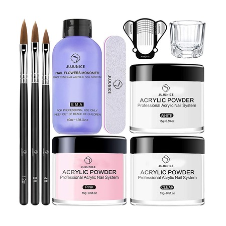 Set de manichiura cu gel cu structura dintr-o singura bucata, LXNZUHN, Burghiu pentru unghii de cristal extensibil, 15 g, 95 ml, Pudra de Cristal