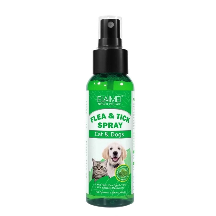Spray pentru caini si pisici, anti-purici, pentru indepartare capuse, anti-tantari, 100 ml, Elaimei