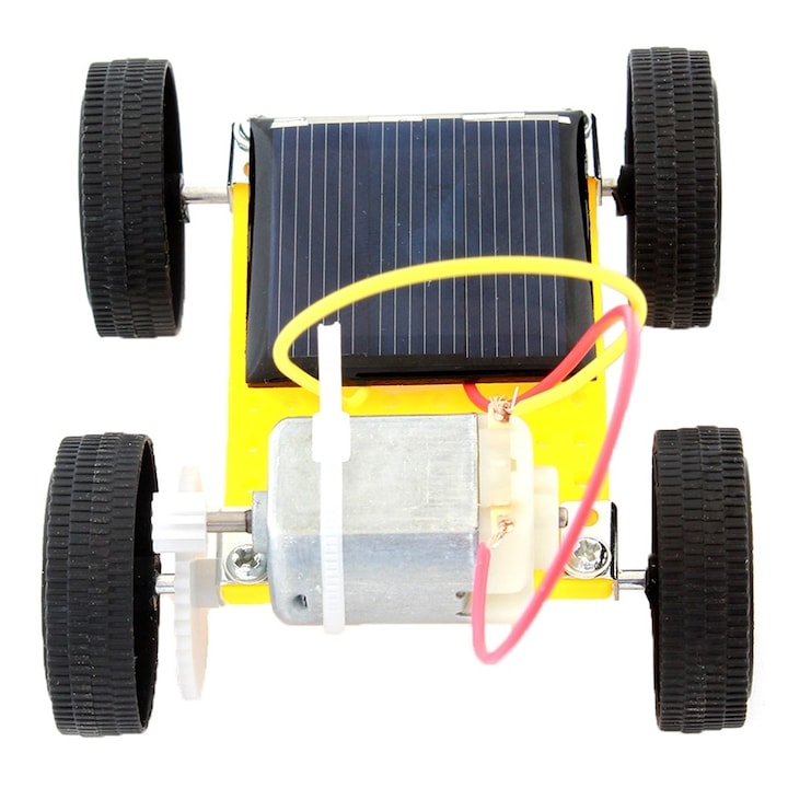 Masina de construit pentru copii, cu incarcare solara, 8x75x3.2cm, pentru copii peste 10 ani, Galben