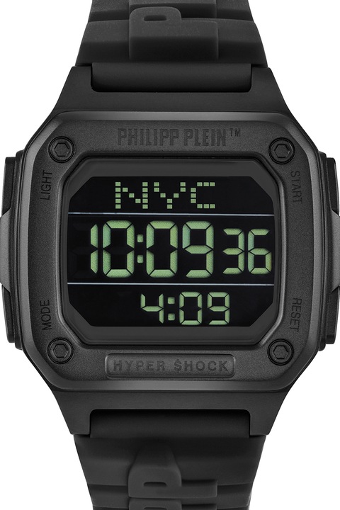 Philipp Plein Digitális karóra, szilikon szíjjal, Fekete