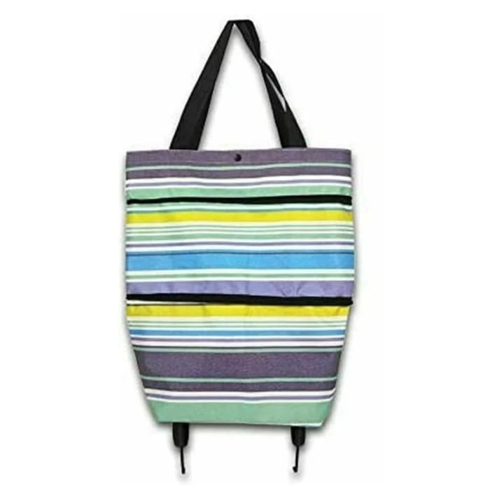 Пазарска чанта с колелца, Алуминий/Найлон, Водоустойчива, 1L, Многоцветна