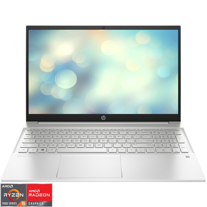 Laptop HP Pavilion 15-eh3016nq cu cu procesor AMD Ryzen™ 5 7530U pana la 4.30GHz, 15.6", Full HD, IPS, 16GB DDR4, 512GB SSD PCIe, AMD Radeon™ Graphics, FreeDOS, Natural Silver