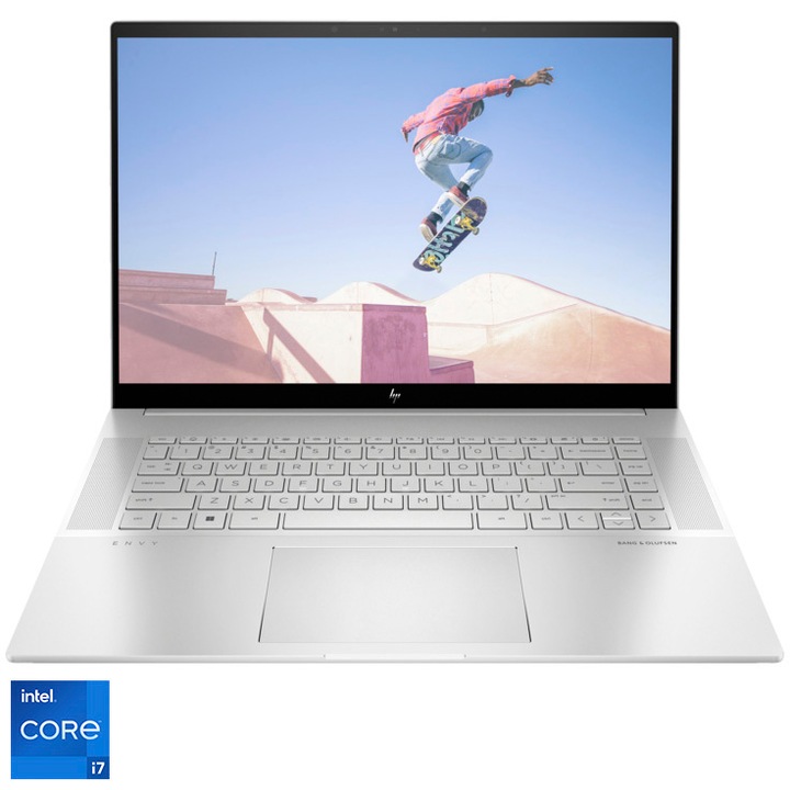 Лаптоп HP ENVY 16-h0012nq, Intel® Core™ i7-12700H, 16", UHD+, OLED, Touch, 16GB, 512GB SSD, NVIDIA® GeForce RTX™ 3060 6GB, Free DOS, Natural Silver