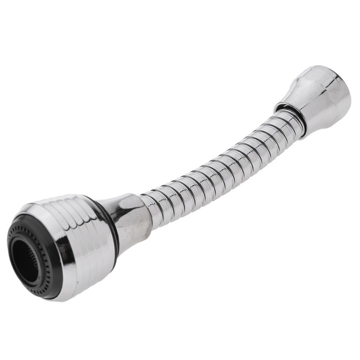 Многофункционален въртящ се разтегателен кран, въртене на 1080°, с 2 режима на пръскане, комплект с 5 филтъра, за мивка, баня, кухня