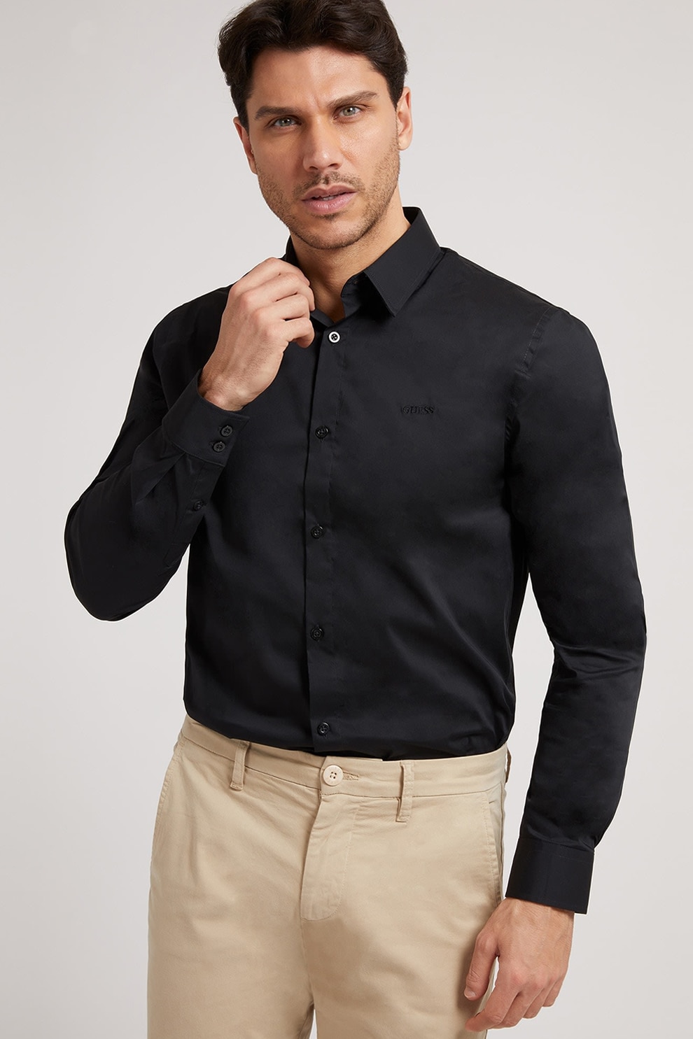 GUESS, Camasa slim fit, Negru, M