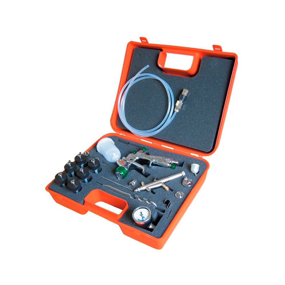 Kit Walcom Grafo Bag compus din Aerograf profesional si Pistol de vopsit pentru lucrari fine, grafice si de decoratiuni