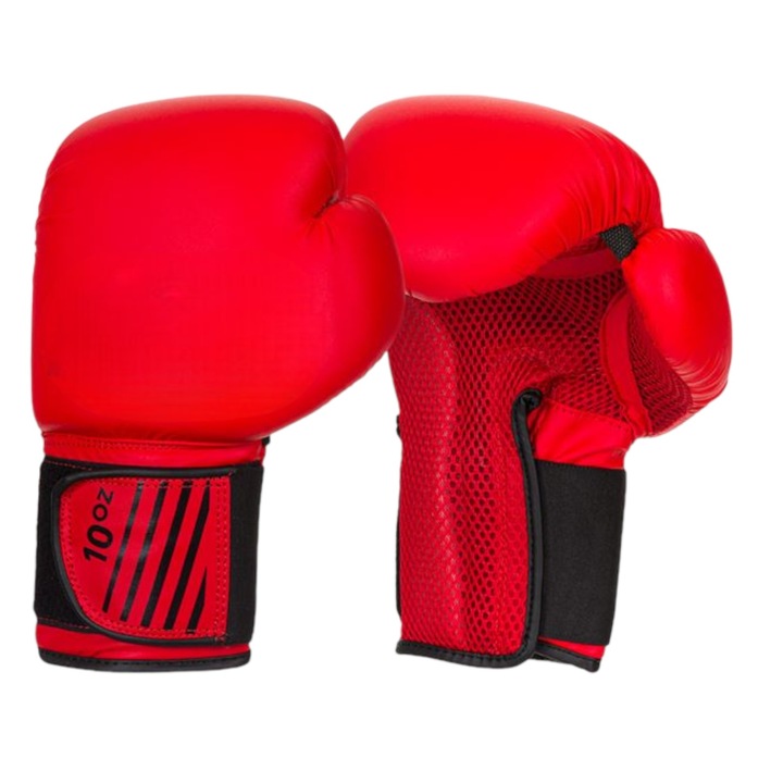 Боксови ръкавици за бойни изкуства за възрастни, синтетична кожа, червено/черно, размер 10 OZ