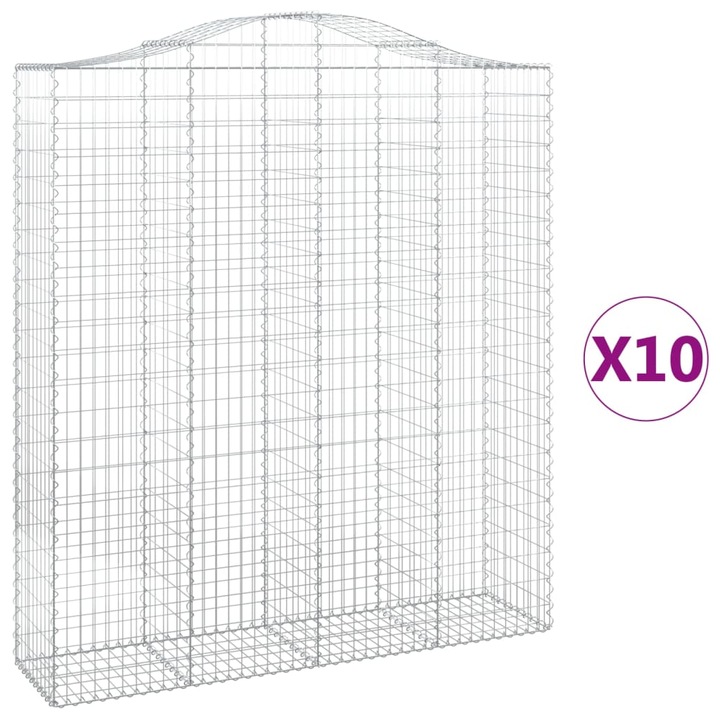 Set cosuri gabion arcuite vidaXL, 10 buc 200x50x220/240cm, fier galvanizat 43.95 kg 3145774