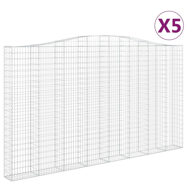 Set cosuri gabion arcuite vidaXL, 5 buc, 400x30x220/240cm, fier galvanizat 72.25 kg 3145907