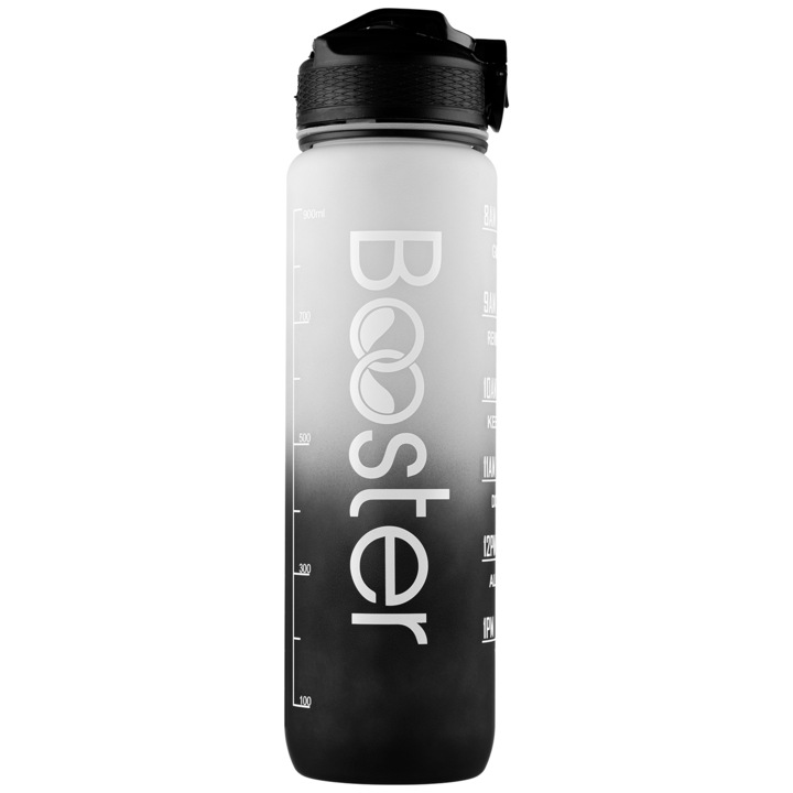 Бутилка за вода Tritan Booster, Без BPA, Капацитет 32 oz / 1000 ml, Сив/Черен