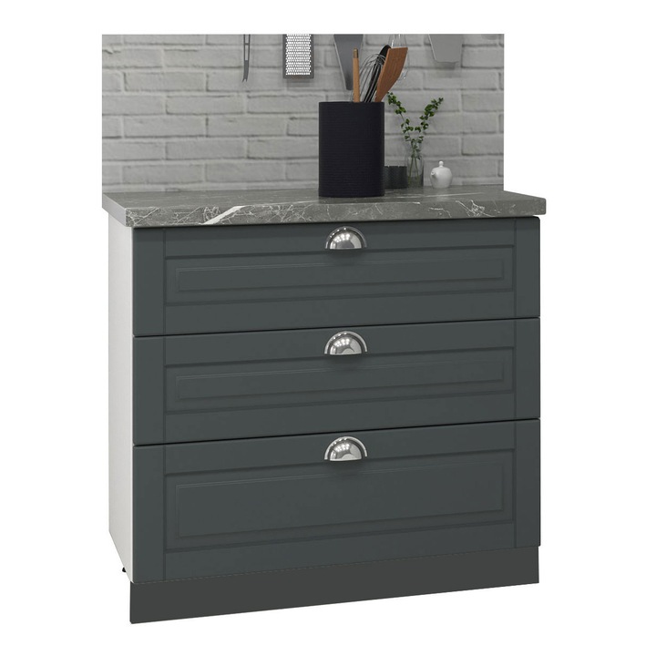 Corp inferior MDF bucatarie, Seria Square, Badenmob, 80x50x78cm, Antracit