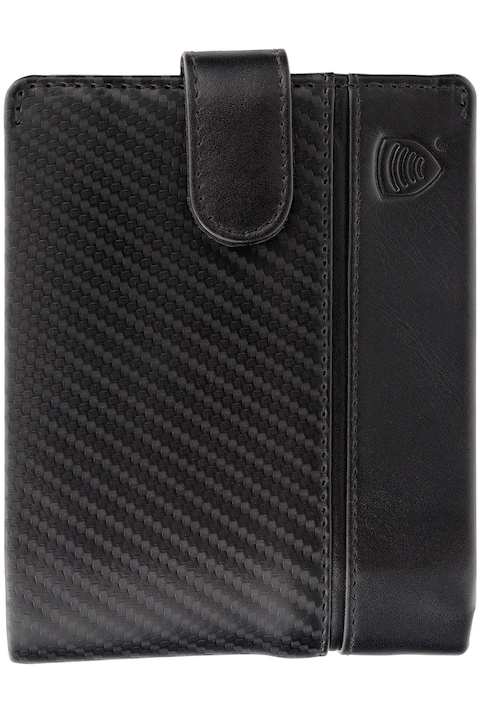 Мъжки Портфейл Koruma, SM-905CPBL2, Естествена кожа, Защита на безконтактни карти RFID, Carbon Черен