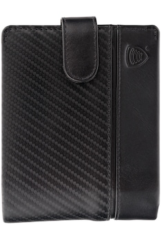 Portofel barbati din Piele Naturala, Protectie RFID, Buzunar Carte de Identitate, Koruma, SM-905CPBL2, Negru Carbon