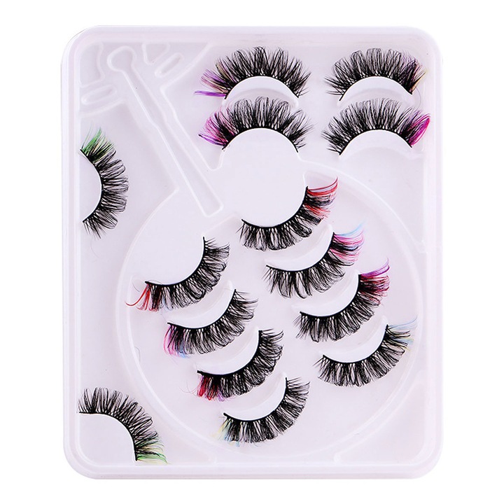 Gene false din par de nurca sintetic, Peysaitr, set, mix culori, 16.5x9.5x1.5cm