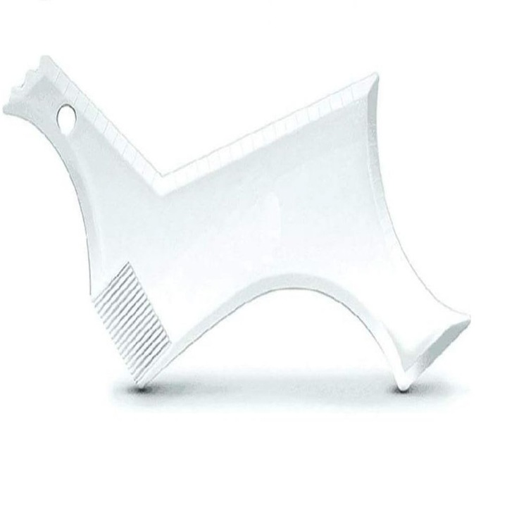 Szakállfésű, Jormftte, Műanyag, 14x18x0,3 cm, Fehér