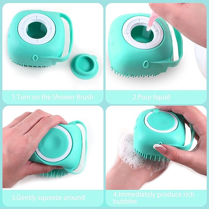 80ml Silicone Bath Body Brush Shower Scrubber With Gel Dispenser