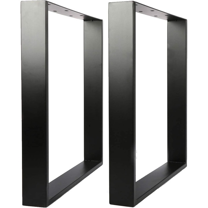 Set 2 picioare pentru masa, Metal Design, 44x40x6 cm, negru mat, vopsite electrostatic