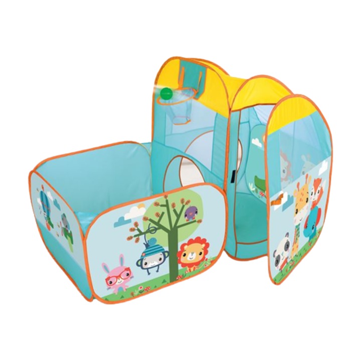 Басейн с топки и палатка Fisher Price, Текстил 25 топки по 5 см, Многоцветен