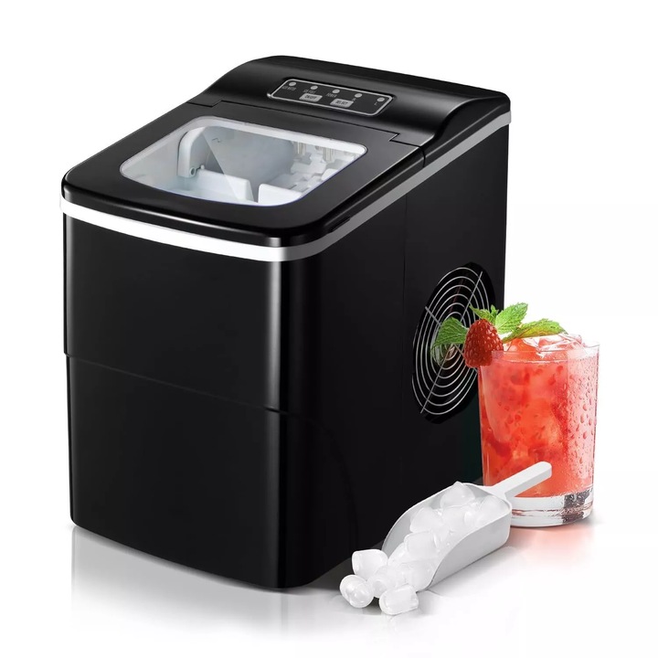 Машина за лед Lehmann Syowa, 120W, 12kg/24h, резервоар за вода 2l, два размера на кубчетата лед, 222x313x320mm, черна