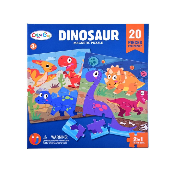 Cartea puzzle cu magnet Dino ColorDay