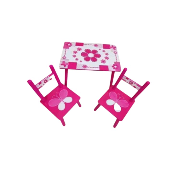 Set masuta cu scaunele, 59x39x40 cm, Bubu-Still, Roz Bujor