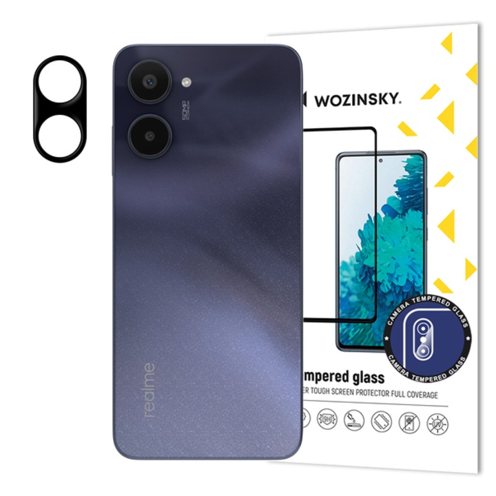 RealMe 10 4G-vel kompatibilis kameravédő fólia, üveg, 9H, fekete