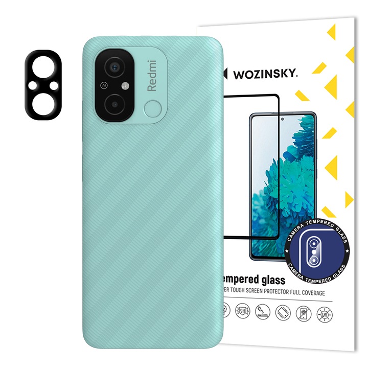 Kamera védőfólia Xiaomi Redmi 11A/Poco C55/Redmi 12C, üveg, 9H, fekete