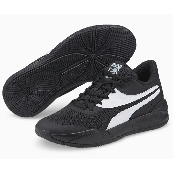 Pantofi sport barbati Triple, Puma, Plasa/Piele ecologica, Negru/Alb, Alb/Negru