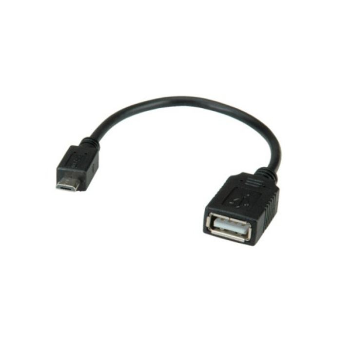 Cablu adaptor OTG USB-MicroUSB, negru