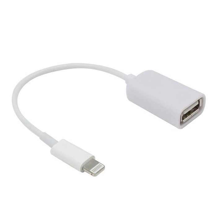 OTG USB-lightning 8-пинов преходен кабел за iPhone и iPad, бял