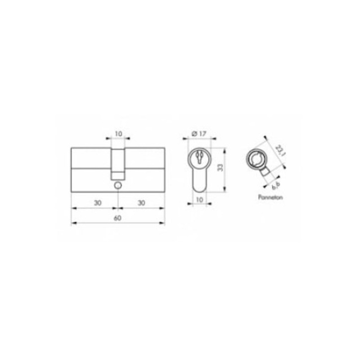 Cilindru standard 30 x 30 mm, finisaj alamit