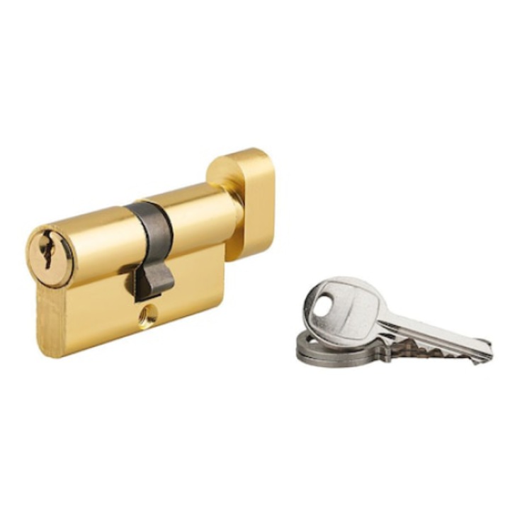 Cilindru cu buton, 40 x 40 mm, finisaj alamit