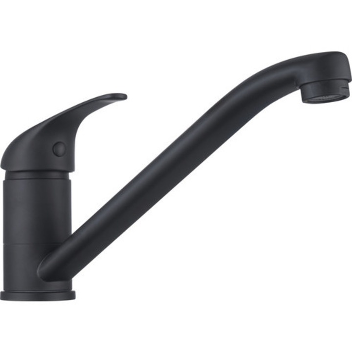 Egykaros konyhai csaptelep, kerámiapatron, matt fekete