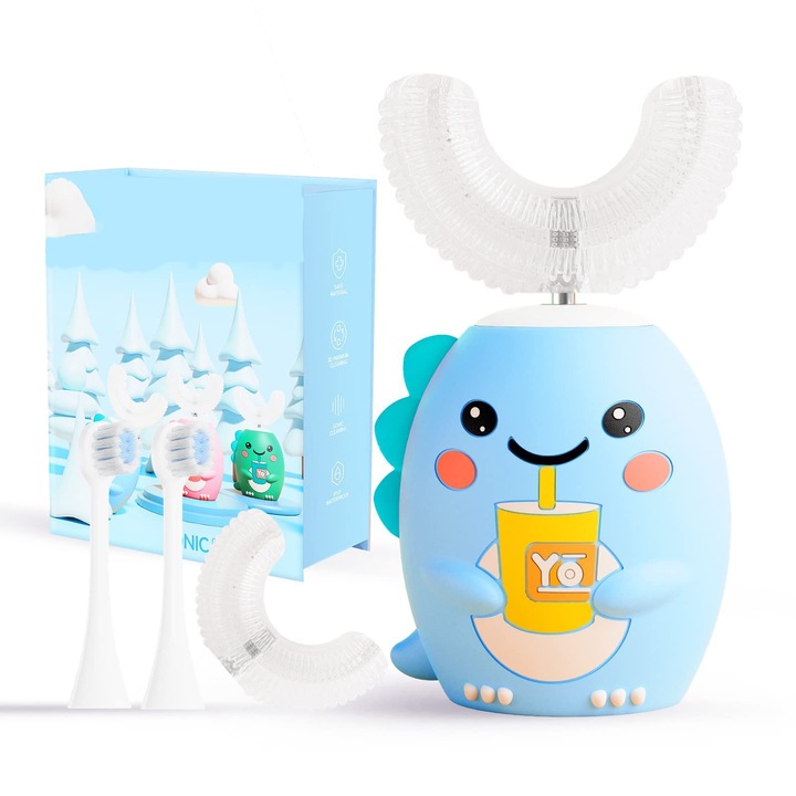U-alakú elektromos fogkefe gyerekeknek, kék, OVERTANG