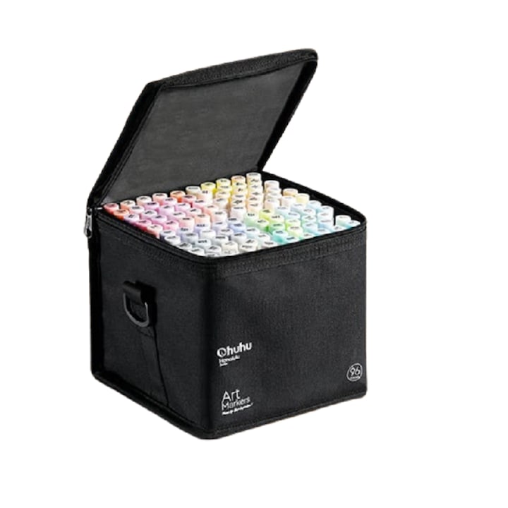 Set 96 Markere Ohuhu Honolulu, Baza Alcool, Dual Tips Brush Chisel, Culori Pastel