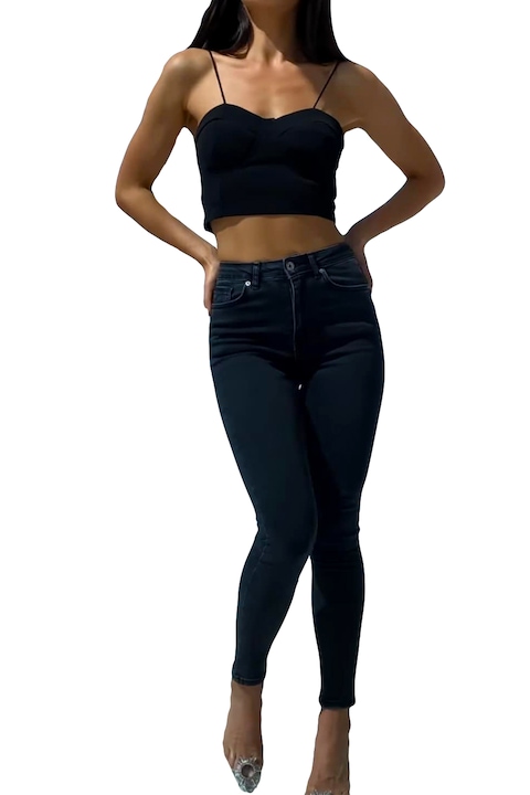 Дамски тесни дънки Chiara, с push up ефект, Tъмносив