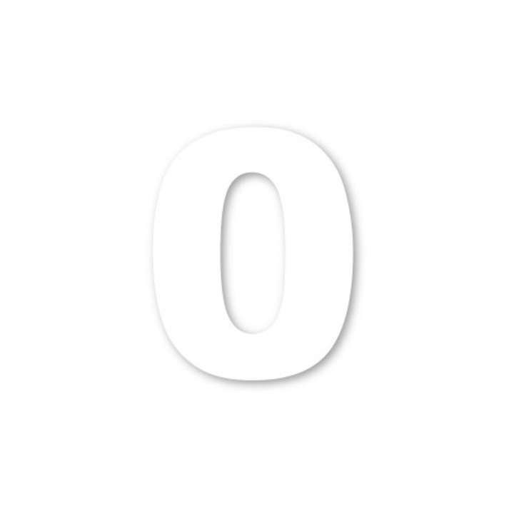 Декоративен стикер, Самозалепващи се цифри, Цифра 0, височина 20 см, бял