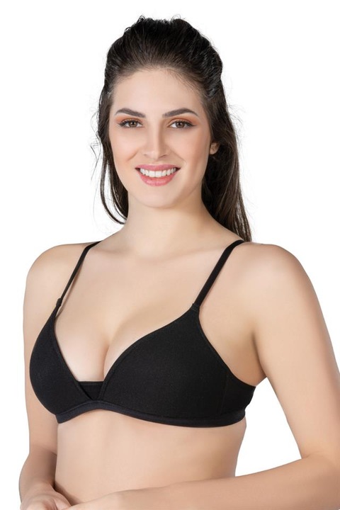 Sutien cu burete, dama, modal bumbac, Negru