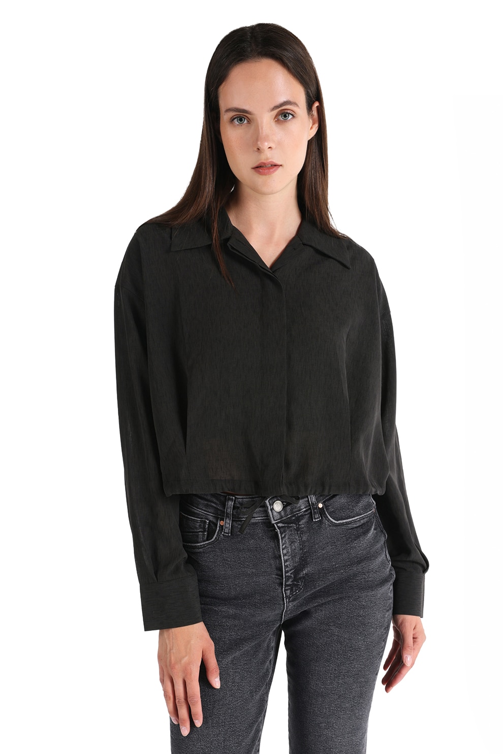 COLIN'S, Camasa lejera cu guler ascutit, Negru, L
