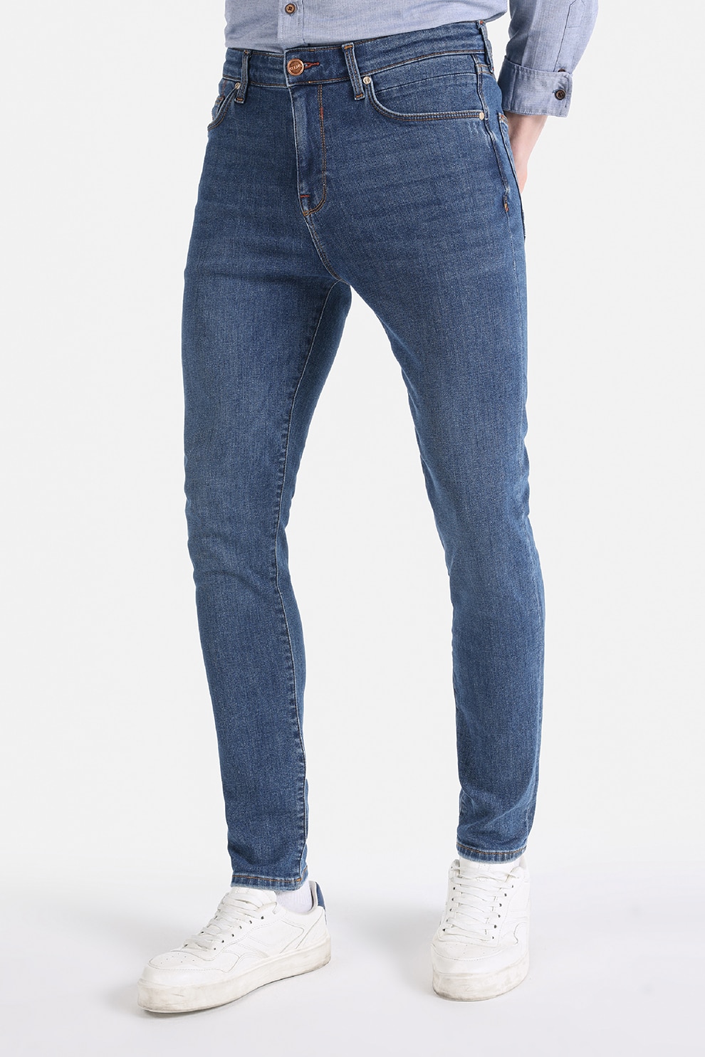 COLIN'S, Blugi skinny cu aspect decolorat, Albastru, W28-L30