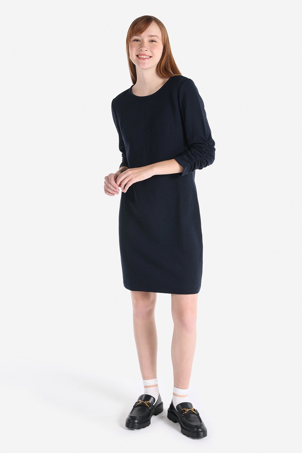 COLIN'S, Rochie texturata din amestec de bumbac, Albastru ultramarin, XS