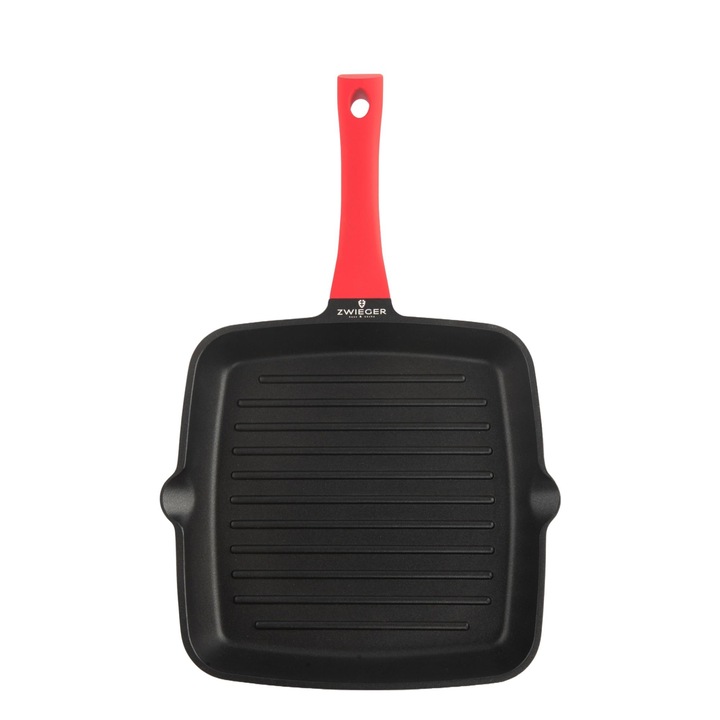 Грил тиган, ZWIEGER, Алуминий, 28 см, Черен/Червен