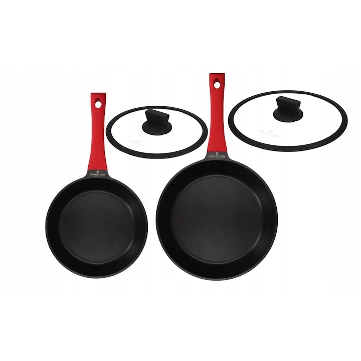 Комплект тигани Zwieger Obsidian 4 части, 24см и 28см, червен