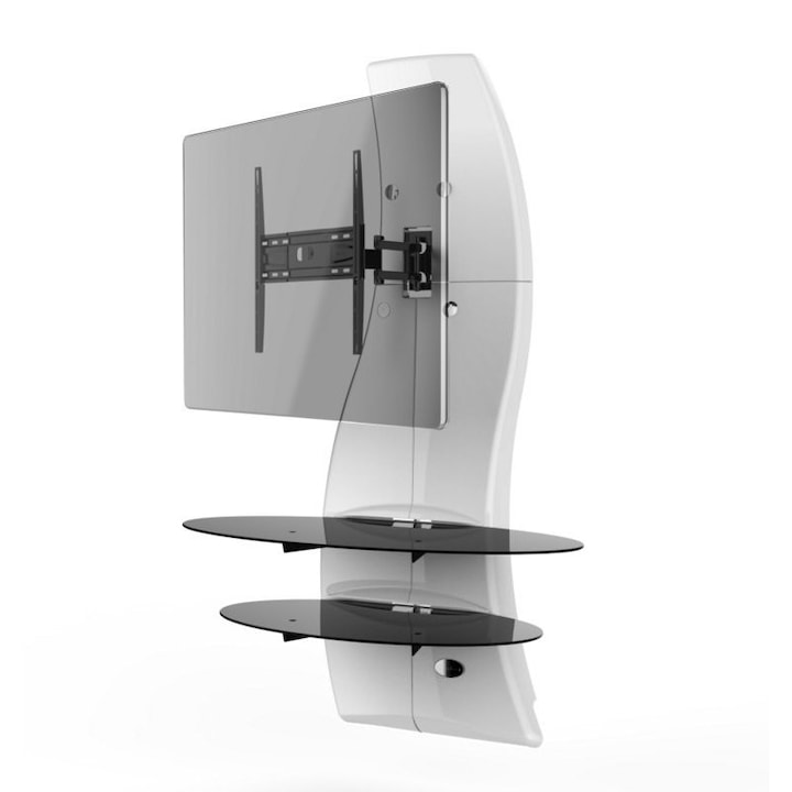 Meliconi Ghost Design 2000 Rotation TV стенна опорна система, регулируема с две рамена, 32"- 63", 70 кг, бяла