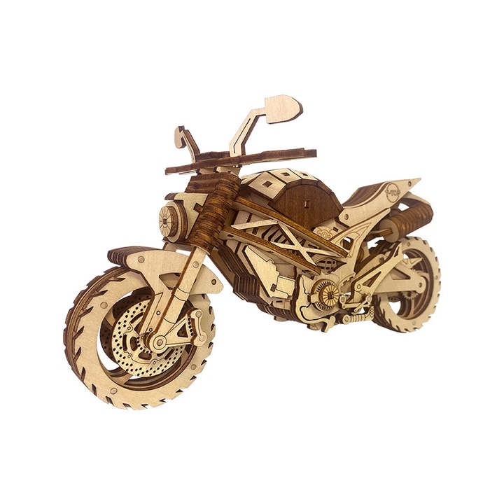 3D puzzle off-road motorkerékpárok, JESWO, fa, 200x98x110 mm, bézs