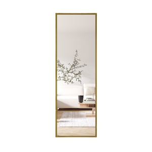 Oglinda de perete dreptunghiulara, Marsah Home, 180x60 cm, rama metalica auriu