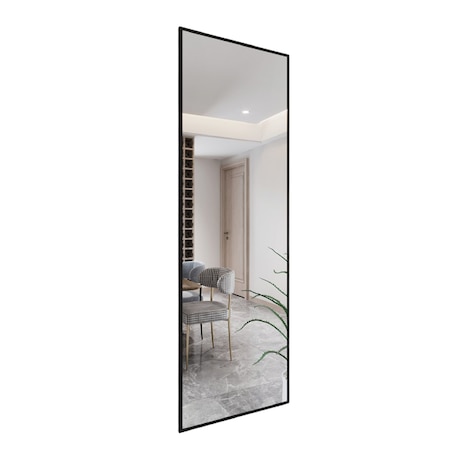 Oglinda de perete dreptunghiulara, Marsah Home, 180x60 cm, rama metalica negru