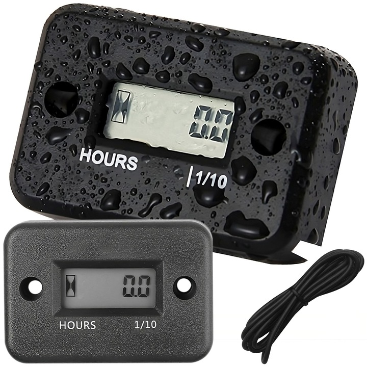 Tahometru si contor orar, pentru motoare cu aprindere prin scanteie, interval de masurare 9999,9 h, interval de masurare 0,1 h, potrivit pentru motoarele 2T si 4T